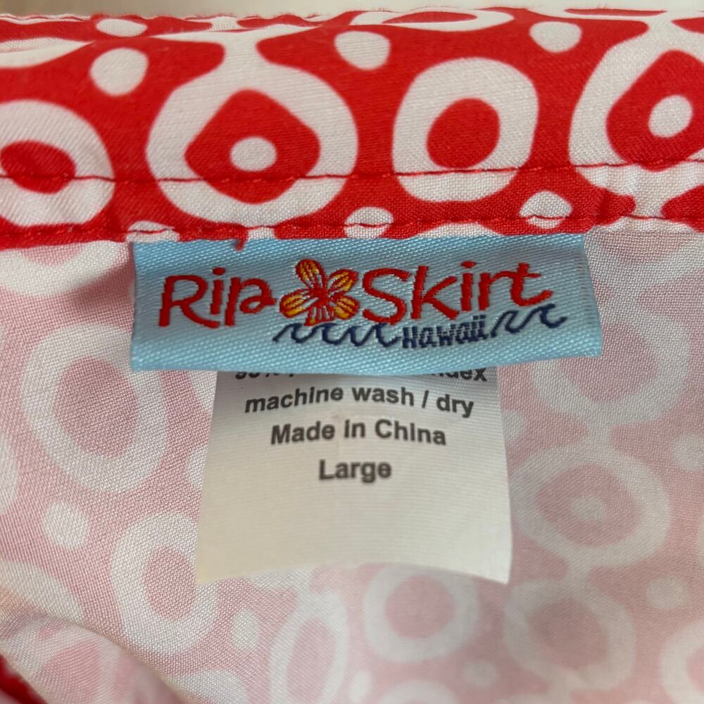 RipSkirt Hawaii Length 1 Wrap Skirt Dotdotdot Red Print Size Large - Picture 3 of 4